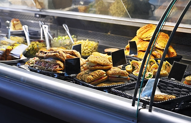 Prepared food display inside Nicholas Markets Specialty Grocery Store