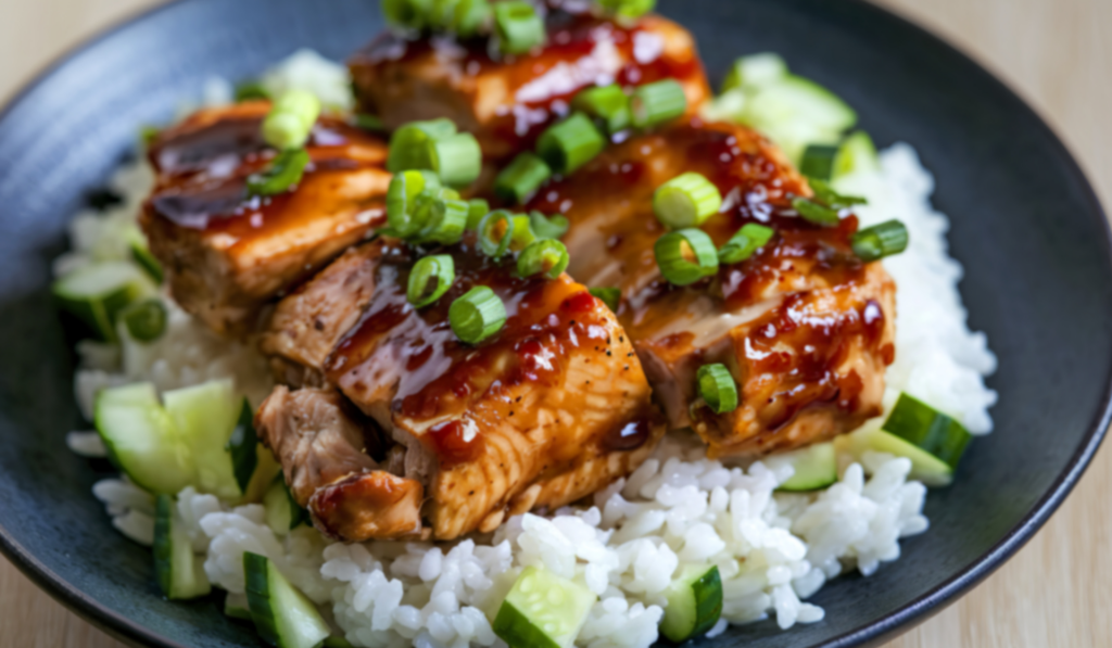 teriyaki marinated hanger steak meal