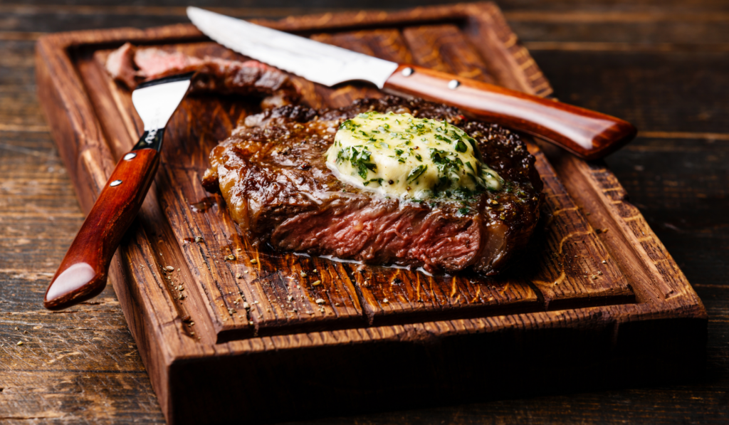 ribeye with cowboy garlic butter